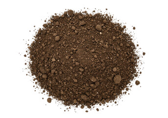 Pile of soil, top view isolated on white background