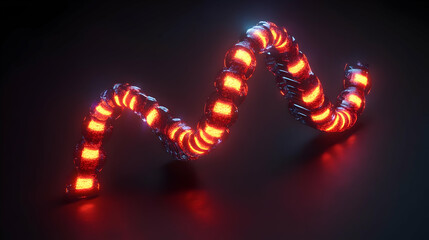 Obraz premium Abstract 3D Digital Art Neon Spiral Waveform