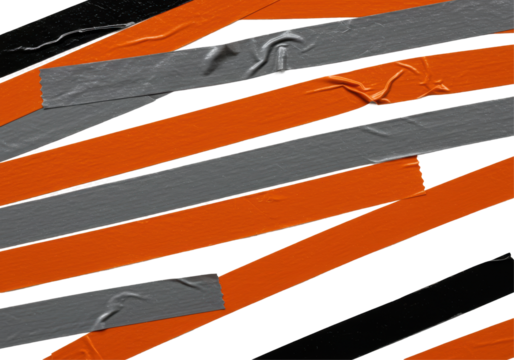 Orange and Gray Tape Texture isolated on white background