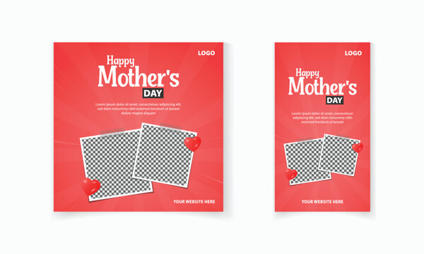 Happy Mother's Day promotional social media post and story, greeting card template design for ads