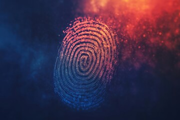 Unique digital fingerprint against a vibrant abstract background with captivating colors