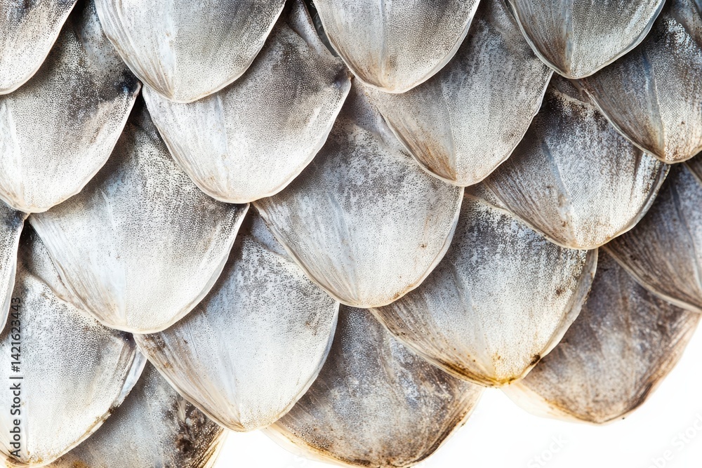 Aufkleber close-up view of intricately detailed fish scales showing texture and color variations in natural li