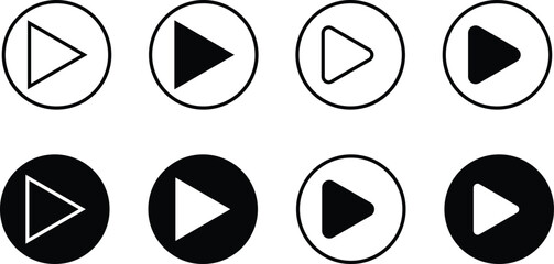 media symbol for apps and websites. Play button icon, Start button icon, Music player play icon,Start symbol vector illustration isolated background.