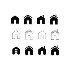 Home icon set, House icon set ,Simple house or home iconButtons, pointers, home page, home screen, navigation, operating system, icon