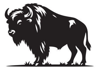 silhouette of buffalo logo vector, bull logo icon silhouette bison, bison logo silhouette vector, black bull silhouette, vector silhouette buffalo silhouette isolated on white background