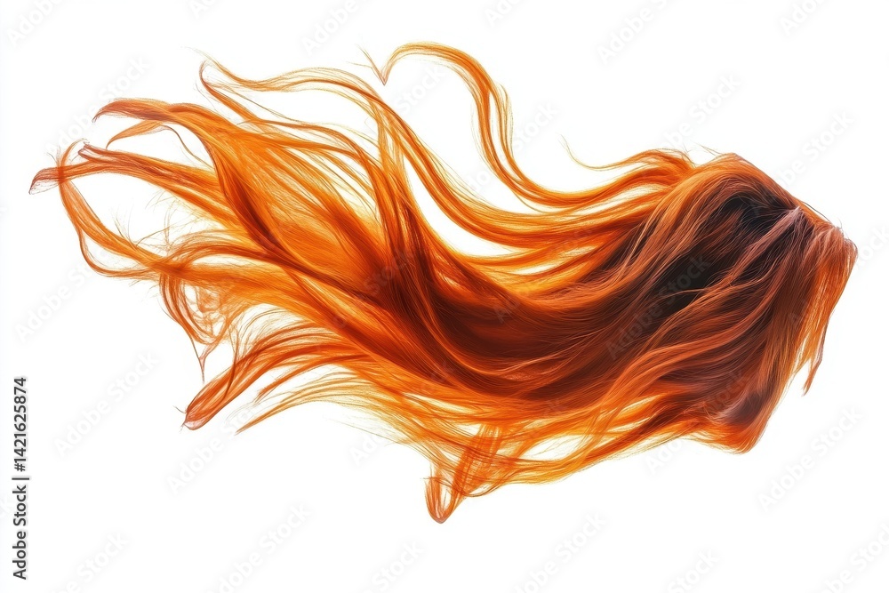 Aufkleber long black hair cascading against a light background, creating a sense of movement and elegance in t
