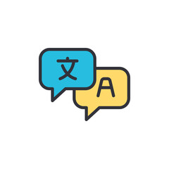 Language learning colored icons, minimalist vector illustration ,simple transparent graphic element .Isolated on white background