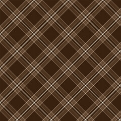Fototapeta premium Plaid with twill weave repeat pattern.Gingham checkered tartan seamless pattern in brown.Vector illustration texture background design for fabric and prints.