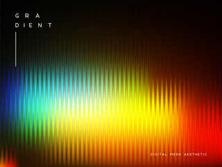 3d glassmorphism glass with iridescent colors on the black. Abstract gradient background. Corrugated trendy texture. Vector illustration.