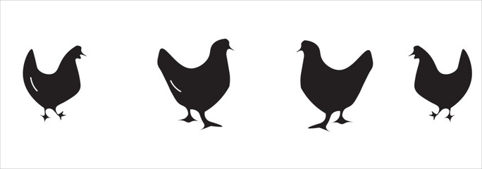 Chicken silhouette set vector illustration