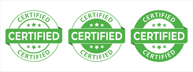 Green Certified Stamp Label Sticker Badge Icon Eco Friendly Certification Seal Flat Design