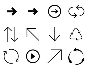 Black arrow icons for graphic designers. vector illustration