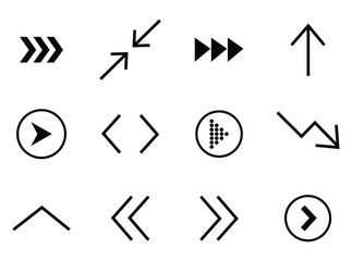 Black arrow icons for graphic designers. vector illustration