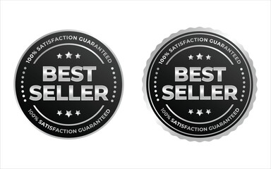 Best Seller Sticker Label Gold Black Badge with Stars & Laurel Wreath