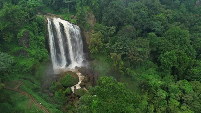 Curug Sewu Waterfall in Full Glory &ndash; Aerial Perspective of Java's Hidden Gem
