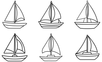 Hand Drawn Sailboat Vector Set – Nautical Boat Outline Illustrations Collection