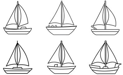 Hand Drawn Sailboat Vector Set – Nautical Boat Outline Illustrations Collection