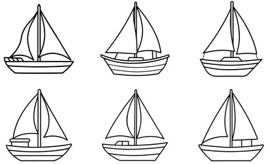 Hand Drawn Sailboat Vector Set – Nautical Boat Outline Illustrations Collection