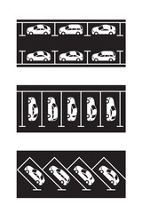 Parallel angle and perpendicular car parking  &ndash; vector illustration