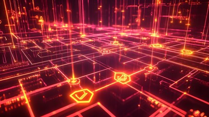 Fototapeta premium Digital Circuit: Immerse yourself in the mesmerizing world of digital circuits, where intricate lines of light dance in a symphony of connectivity and information flow.