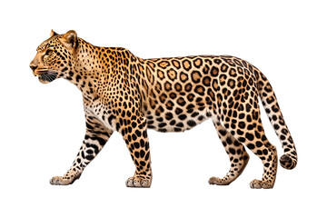 Leopard side view isolated on transparent background