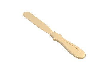 Golden spatula for cake decorating isolated on white background. 3d render