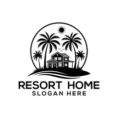 Naklejka premium resort home silhouette logo vector line art logo design