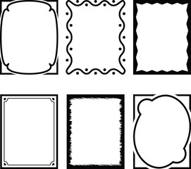 Set of Zig zag wavy edge rectangle frames Rectangular shapes with wiggly borders Picture or photo frames Abstract elements for template wedding invitations birthday card Minimalist line art decoration