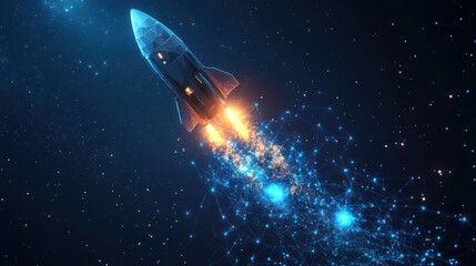 Digital Rocket Launch into the Cosmos: A Futuristic Space Journey