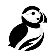 Obraz premium 흰 배경, 코뿔바다오리, 픽토그램 아트, jpeg (white background, Atlantic puffin, pictogram art, jpeg)