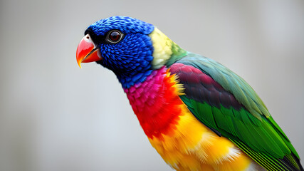 Fototapeta premium Beautiful multi colored Gouldian finch bird from Australia Generative AI