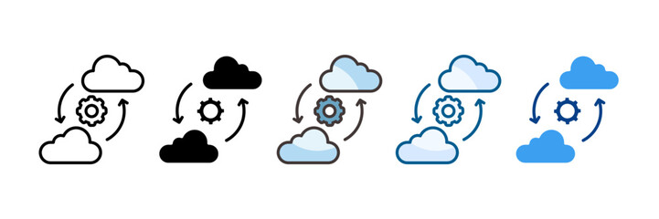 Cloud Migration Icon Set Multiple Style Collection