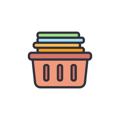 Clothes basket colored icons, minimalist vector illustration ,simple transparent graphic element .Isolated on white background