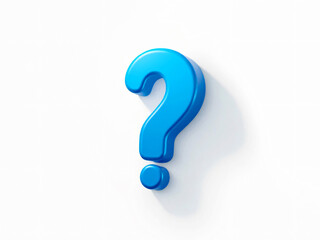 3D icon of blue color question mark on white background