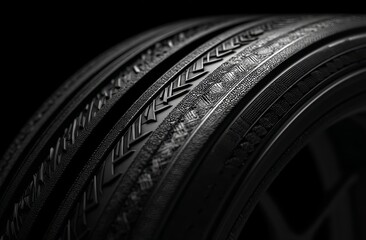 Exploring Tire Tread Patterns: Close-Up View of Detailed Rubber Texture and Design for Optimal Vehicle Performance and Safety, Enhancing Driving Experience