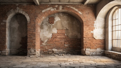 Fototapeta premium Weathered Brick and Stone Walls for Historical Significance