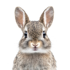 Obraz premium Detailed close-up portrait of a curious wild rabbit against a dark backdrop