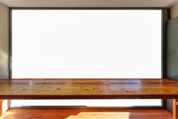Wooden tabletop with white background