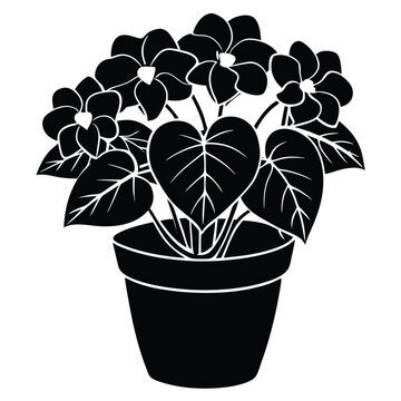 black potted flowers silhouette clip art preview