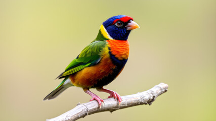 Obraz premium Beautiful multi colored Gouldian finch bird from Australia Generative AI