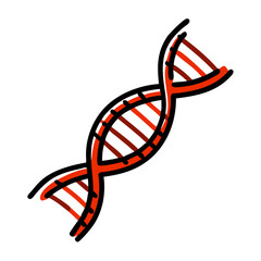 DNA strand illustration in red with a simple design