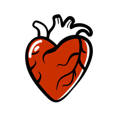 Heart icon with detailed illustration of a stylized organ, representing love and emotion