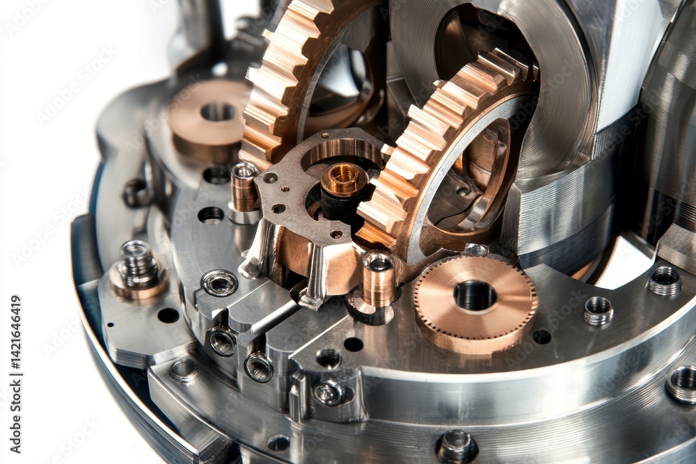 Leinwandbilder Close-up view of intricate mechanical gears and components in a precision-engineered device highlighting detailed craftsmanship and design