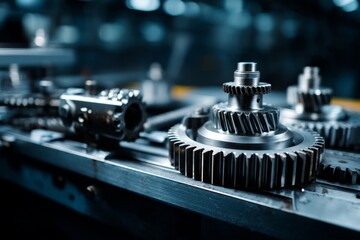 Precision Gears: Interlocking Metal Cogs Rotate Efficiently in Complex Machinery, Showcasing Industrial Engineering.