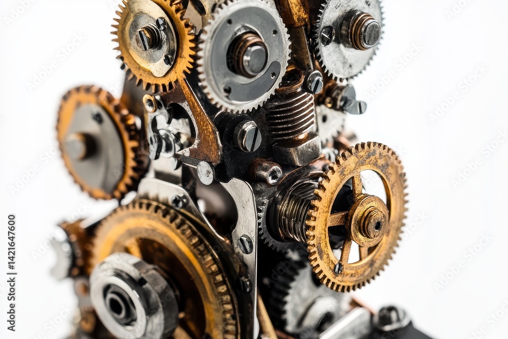 Poster Close-up view of intricate mechanical gears and components in a precision-engineered device highlighting detailed craftsmanship and design