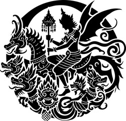 sketch vector illustration silhouette design icon logo symbol mascot detail creature mythology classic vintage knight demon wayang ethnic traditional floral 