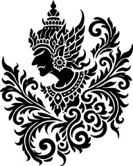 sketch vector illustration silhouette design icon logo symbol mascot detail creature mythology classic vintage knight demon wayang ethnic traditional floral 