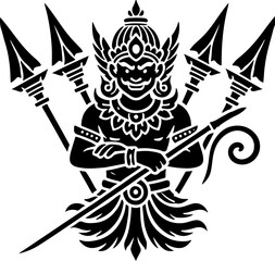 sketch vector illustration silhouette design icon logo symbol mascot detail creature mythology classic vintage demon wayang ethnic traditional vintage classic  