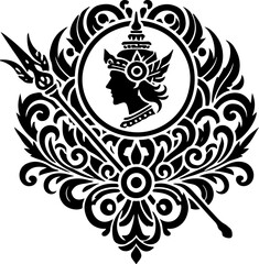 sketch vector illustration silhouette design icon logo symbol mascot detail creature mythology classic vintage knight wayang ethnic traditional vintage classic  