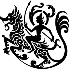 sketch vector illustration silhouette design icon logo symbol mascot detail creature mythology classic vintage knight wayang ethnic traditional vintage  